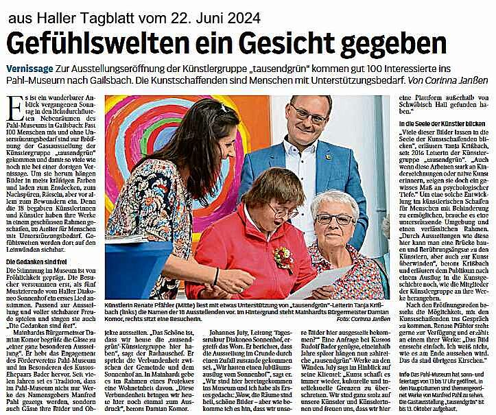 Artikel im Haller Tagblatt 22.6.24